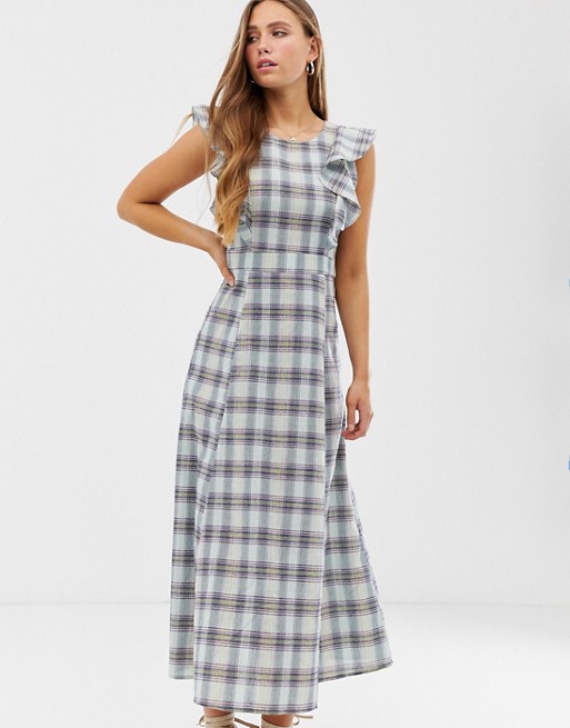 Glamorous maxi dress with full skirt in check