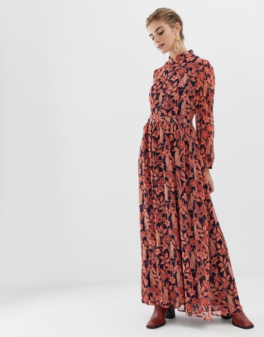 High neck shop floral maxi dress