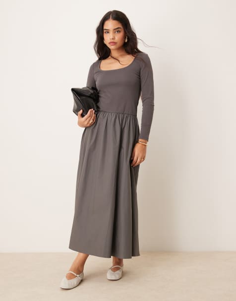 Glamorous - Maxi-jurk met verlaagde taille in grijs - view 1