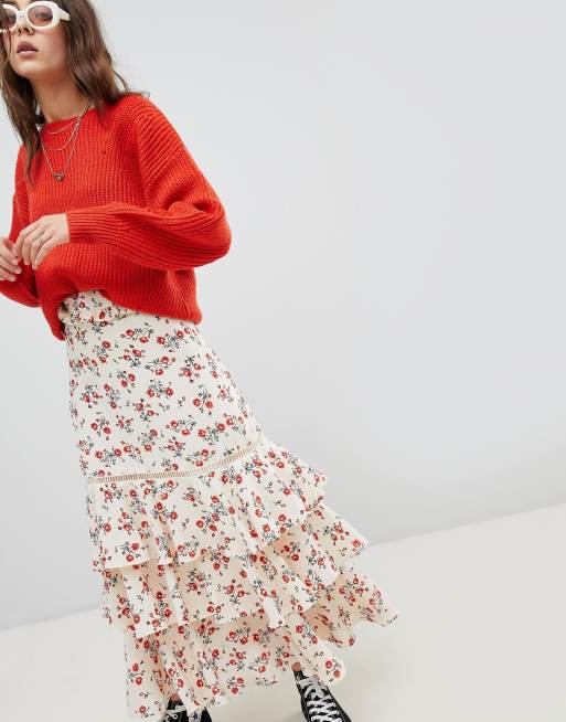 Glamorous floral maxi clearance skirt