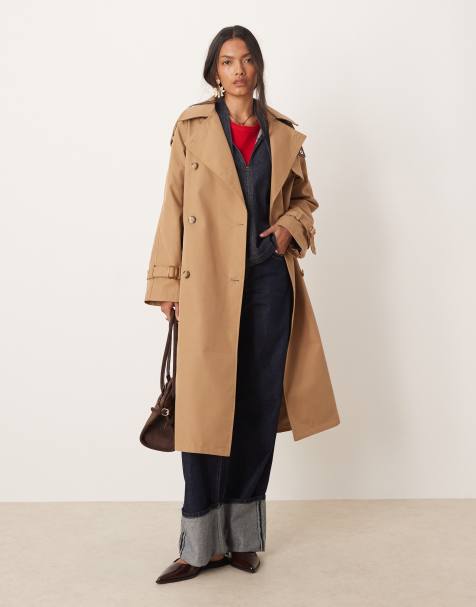Glamorous maxi trench coat in camel brown - view 1
