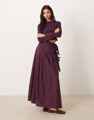 Glamorous - Maxirock in Rot kariert mit seitlichem Kilt-Design, Kombiteil