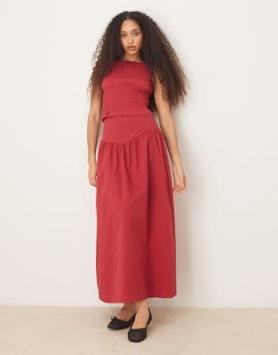 Glamorous - Maxirock in Tiefrot mit abfallender Taille, Kombiteil