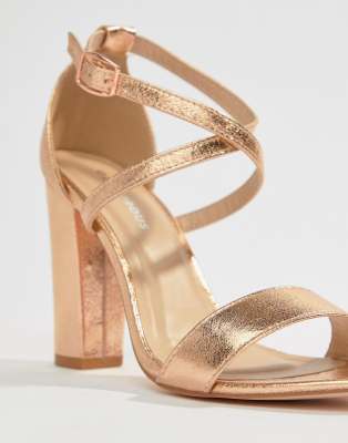 gold metallic block heel sandals