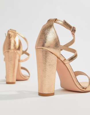 bronze block heel sandals