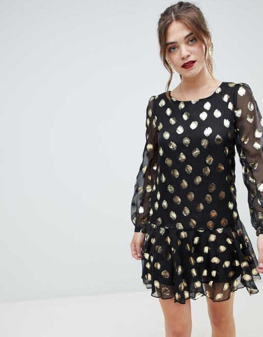 Metallic polka dot sales dress