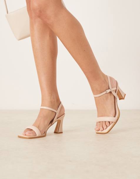Glamorous mid heel sandals in cream - view 1