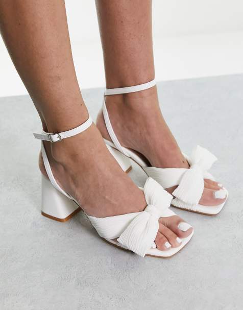 White small block on sale heels