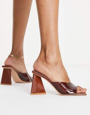 Glamorous mid heeled mules in brown - ASOS Price Checker