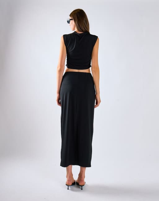 Glamorous Mid-rise maxi skirt in black, 4 of 4