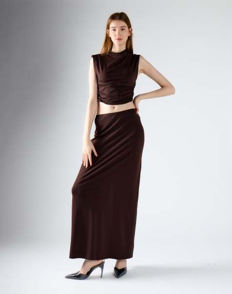 Glamorous Mid-rise maxi skirt in brown - view 1
