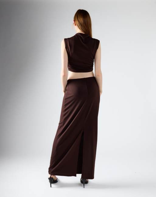 Glamorous Mid-rise maxi skirt in brown, 4 of 4