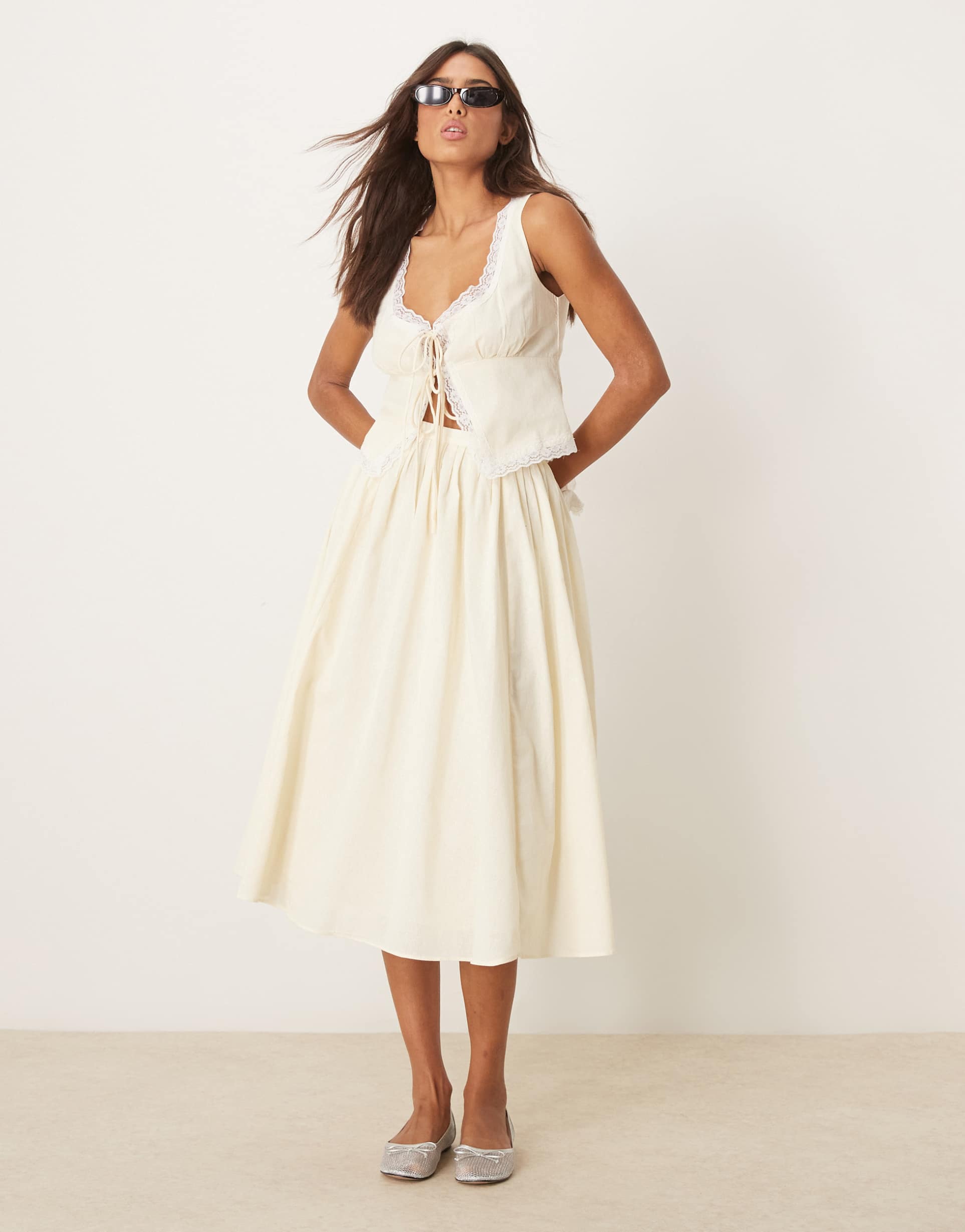 glamorous midaxi a-line skirt in buttermilk
