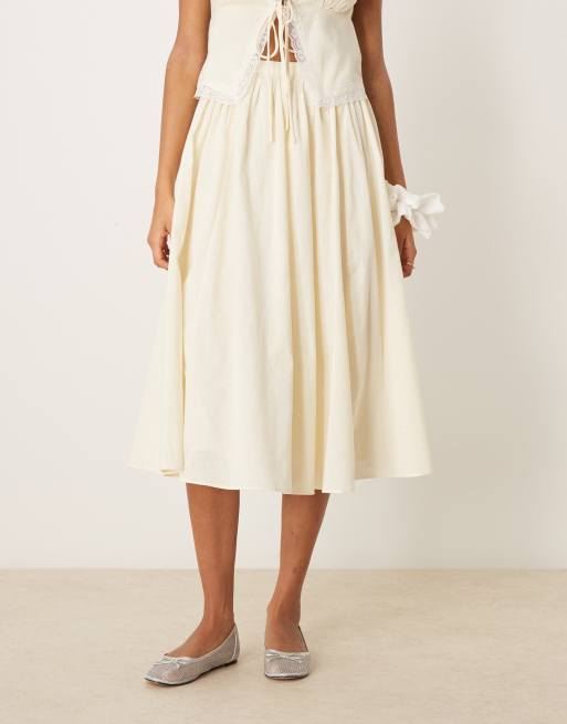 Glamorous midaxi a-line skirt in buttermilk, 3 of 5