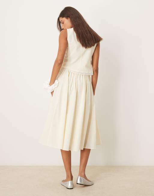Glamorous midaxi a-line skirt in buttermilk, 4 of 5