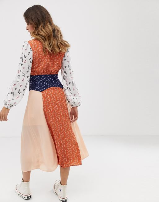 Glamorous midaxi dress with front splits in mix and match print, 2 of 4