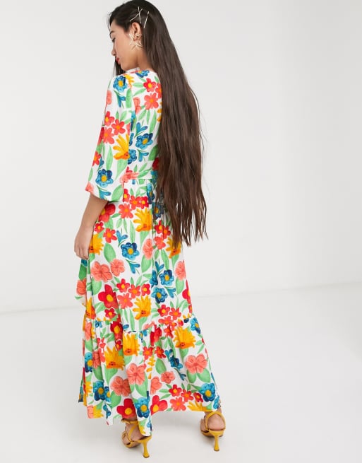 Glamorous Midaxi Jurk Met Overslag Aan De Voorkant Gelaagde Rok