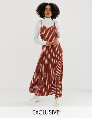 asos brown polka dot dress