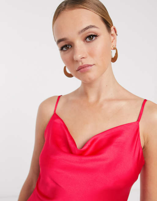 Glamorous midaxi slip dress with cowl neck in satin, 3 of 4