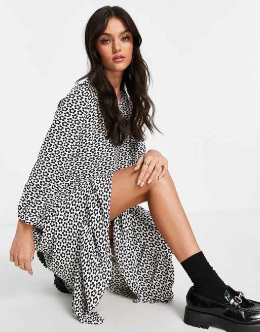 Glamorous - Midaxi smockjurk met geplooide zoom en madeliefjesprint