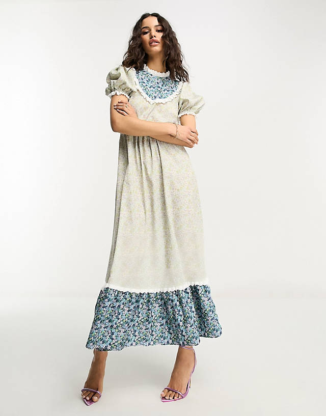 Glamorous - midaxi tea dress in contrast vintage floral