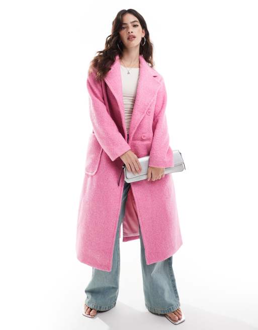 Glamorous Midi length coat in bright pink marl