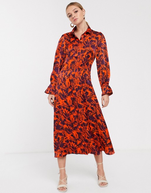 Glamorous midi shirt dress with contrast floral