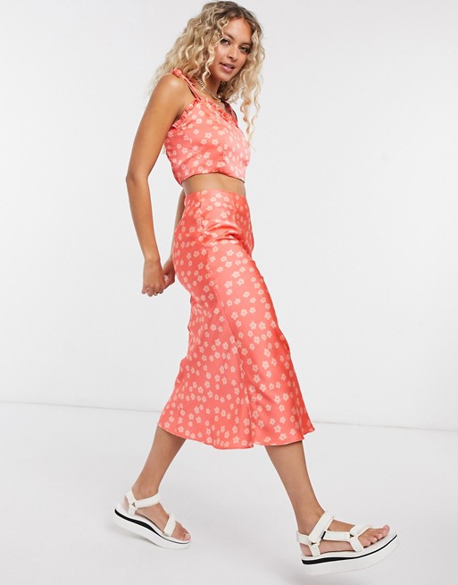 Glamorous midi skirt in ditsy floral co-ord