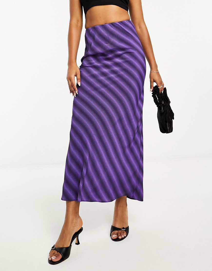 Glamorous Midi Slip Skirt In Purple Optical Print-white