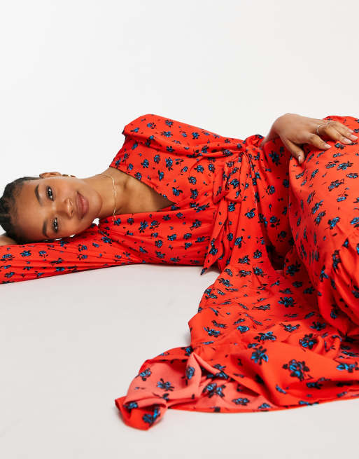 Glamorous midi tea dress in red floral | ASOS