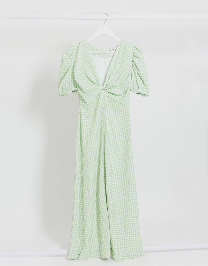 Glamorous Midi Tea Dress In Squiggle Check-green
