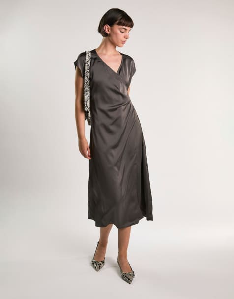 Glamorous Midi wrap dress in bitter chocolate - view 1