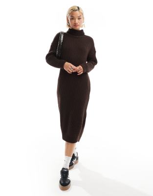Glamorous - Midikleid aus Grobstrick in Schokoladenbraun