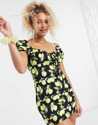 black lemon print dress