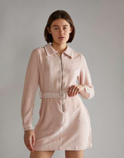 Glamorous Mini cord dress with belted waist in light pink corduroy