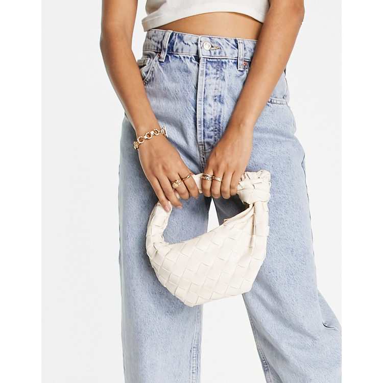 Glamorous mini grab bag in cream woven PU ASOS