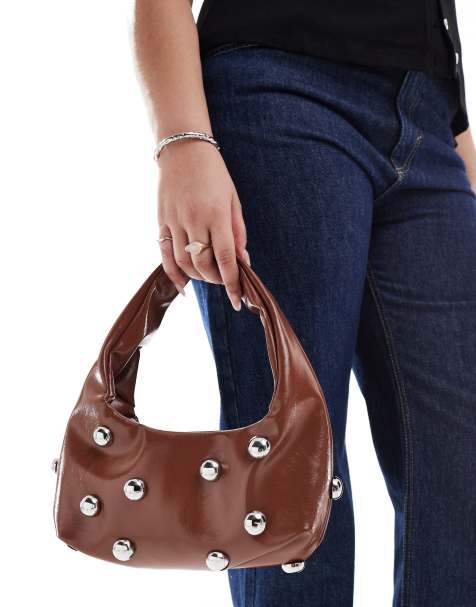 Glamorous – Mini-Handtasche in Hellbraun mit Nietenbesatz - view 1