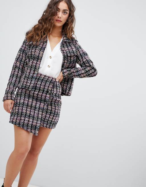 Glamorous Ensemble jupe et veste habillees en tweed texture ASOS