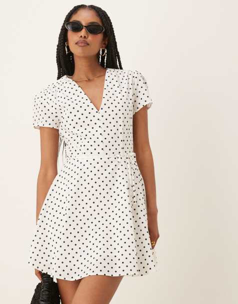 Glamorous - Mini jurk met gestrikte overslag en stippen - view 1