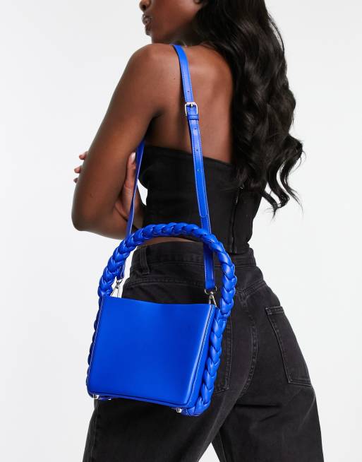Glamorous - Mini sac à main avec poignée tressée - Bleu électrique, 3 de 4