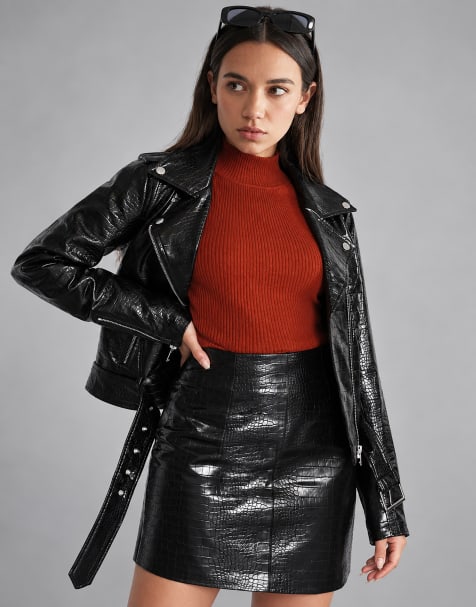 Glamorous Mini skirt in black croc pu - view 1