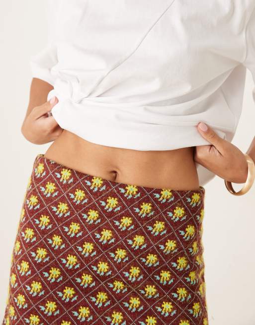 Glamorous Mini skirt in claret multi, 3 of 5