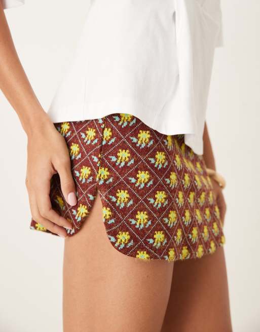 Glamorous Mini skirt in claret multi, 5 of 5