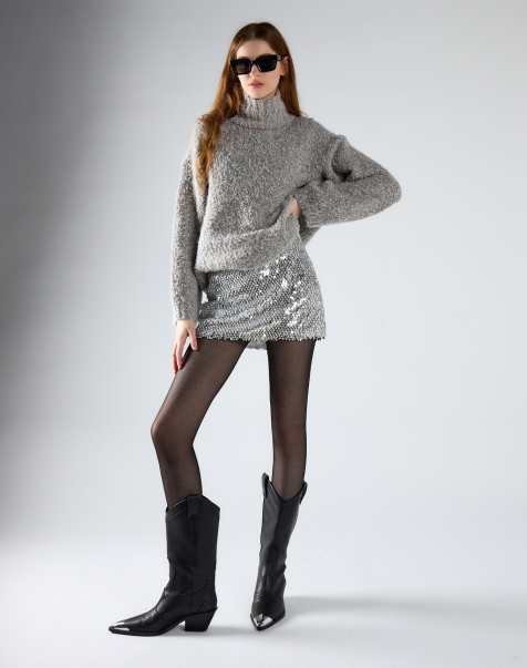 Glamorous Mini skirt in silver diamond seq - view 1