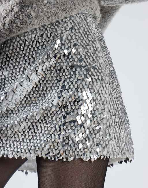Glamorous Mini skirt in silver diamond seq, 2 of 4