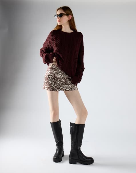 Glamorous Mini skirt in white brown paisley - view 1