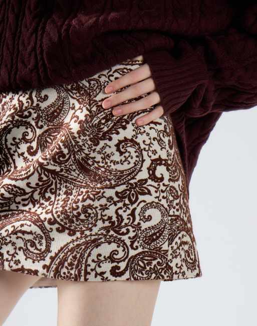 Glamorous Mini skirt in white brown paisley, 4 of 4