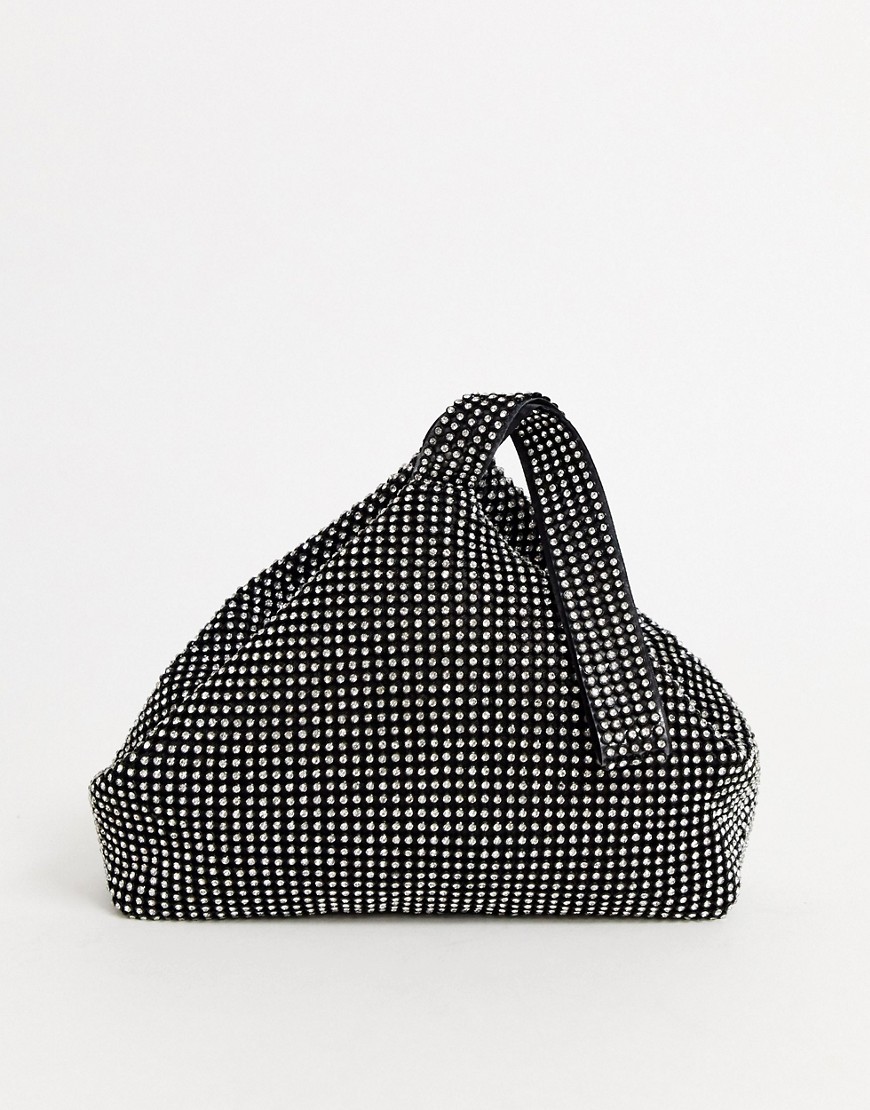 Glamorous - Mini-tas in zwart met siersteentjes