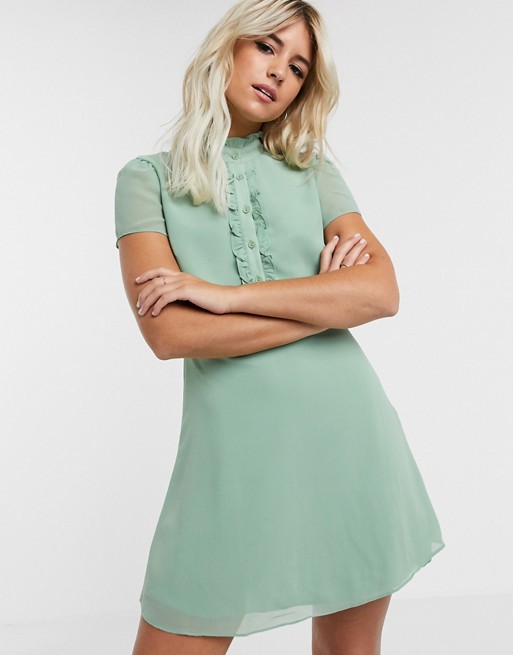 Glamorous mini tea dress in sage green