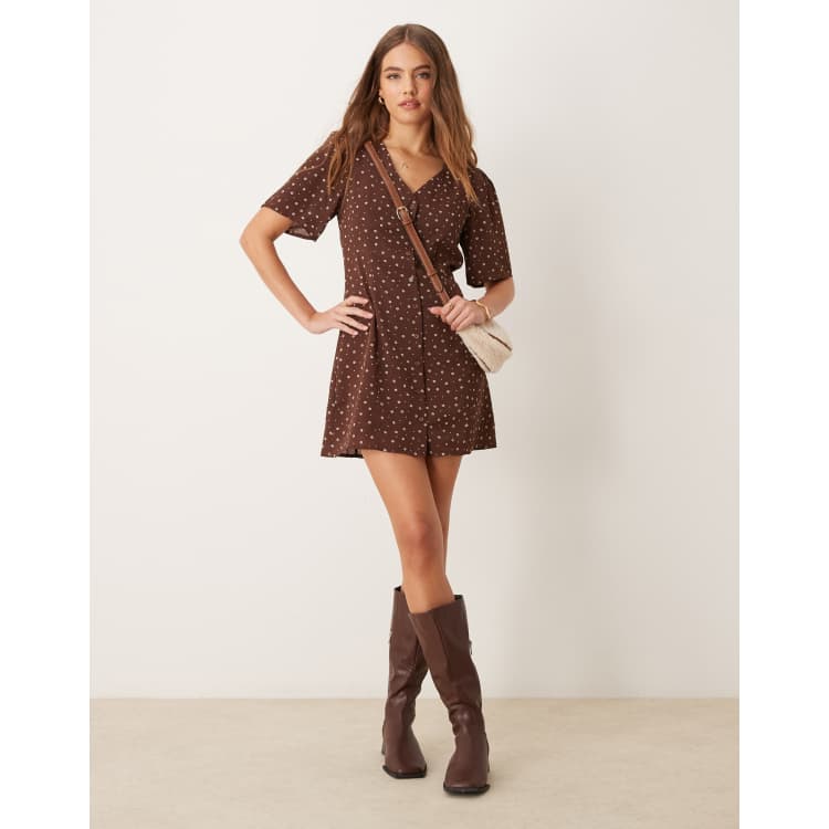 asta resort brown dress Natalia Mini – Asta Resort This Chic Wedding Bridal Shower Dresses Baby Girl Color:Dark Wash